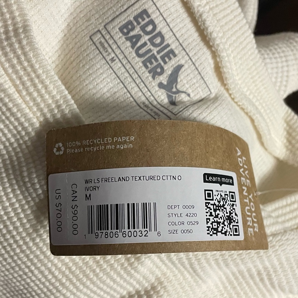 NWT Eddie Bauer Women's Freeland Textured Cotton Crewneck